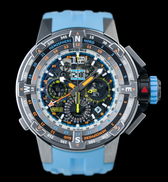 Richard Mille RM 60-01 'Les Voiles De St Barth' Blue Rubber Replica Watch